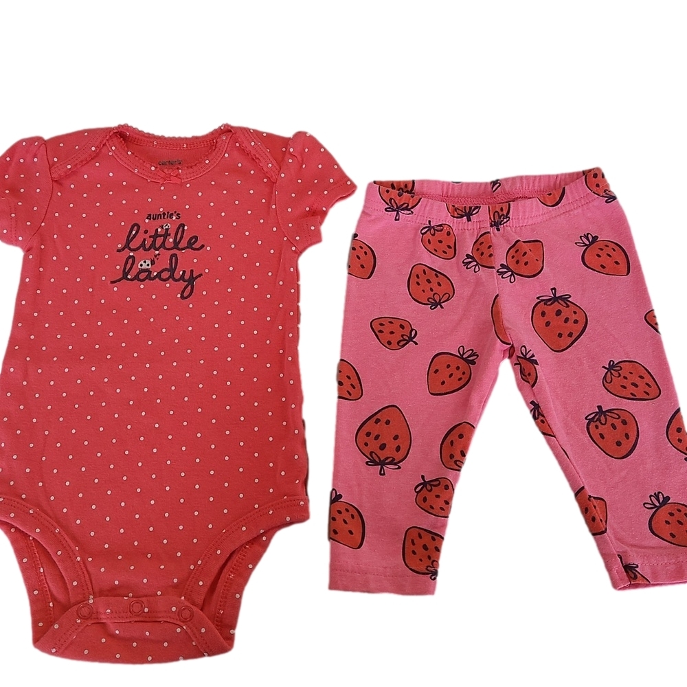 Bundle Of Baby Girls Pants & Onesie Size 6 Months 5 Pieces - Picture 2 of 4